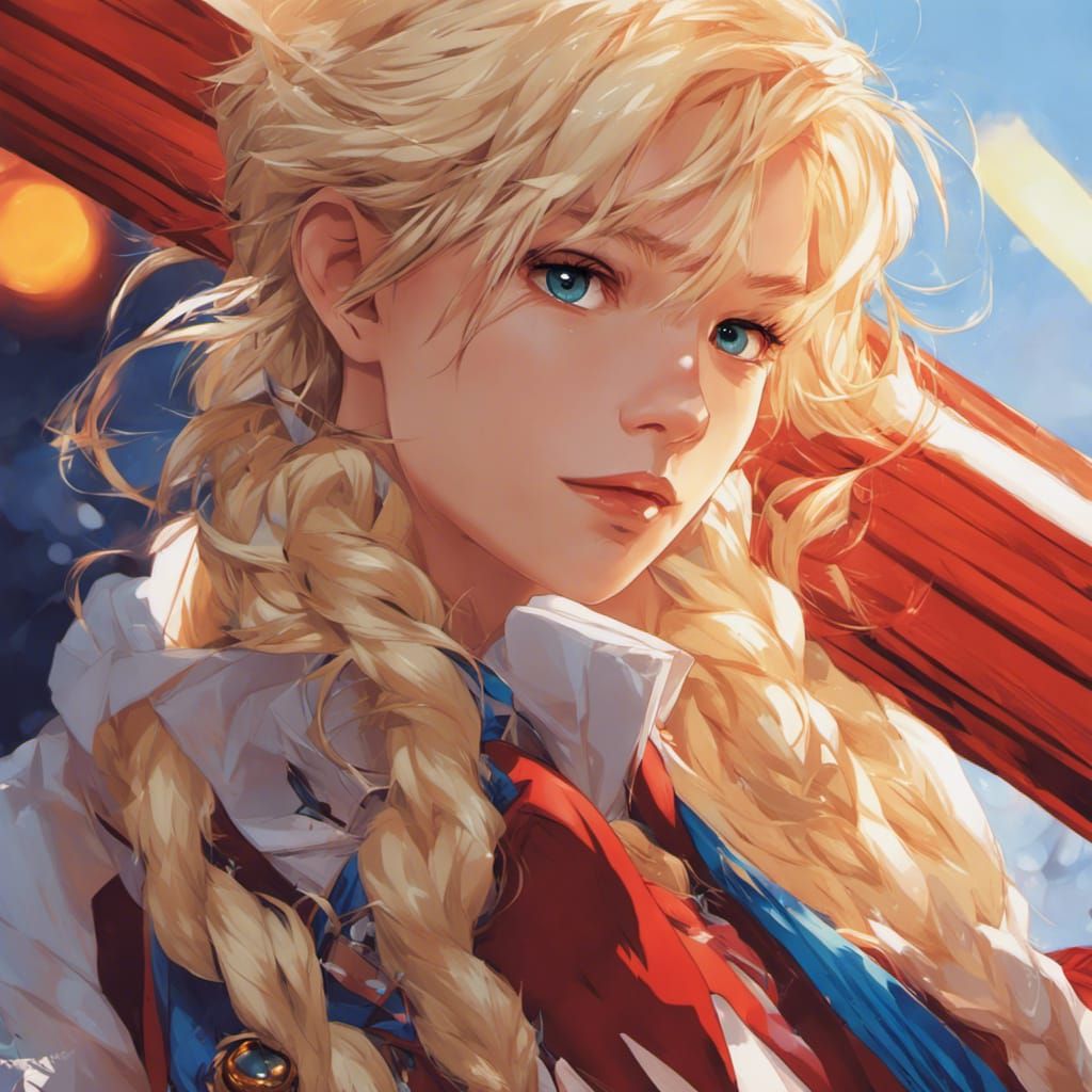 Anime Man with Braid in Vibrant Colors