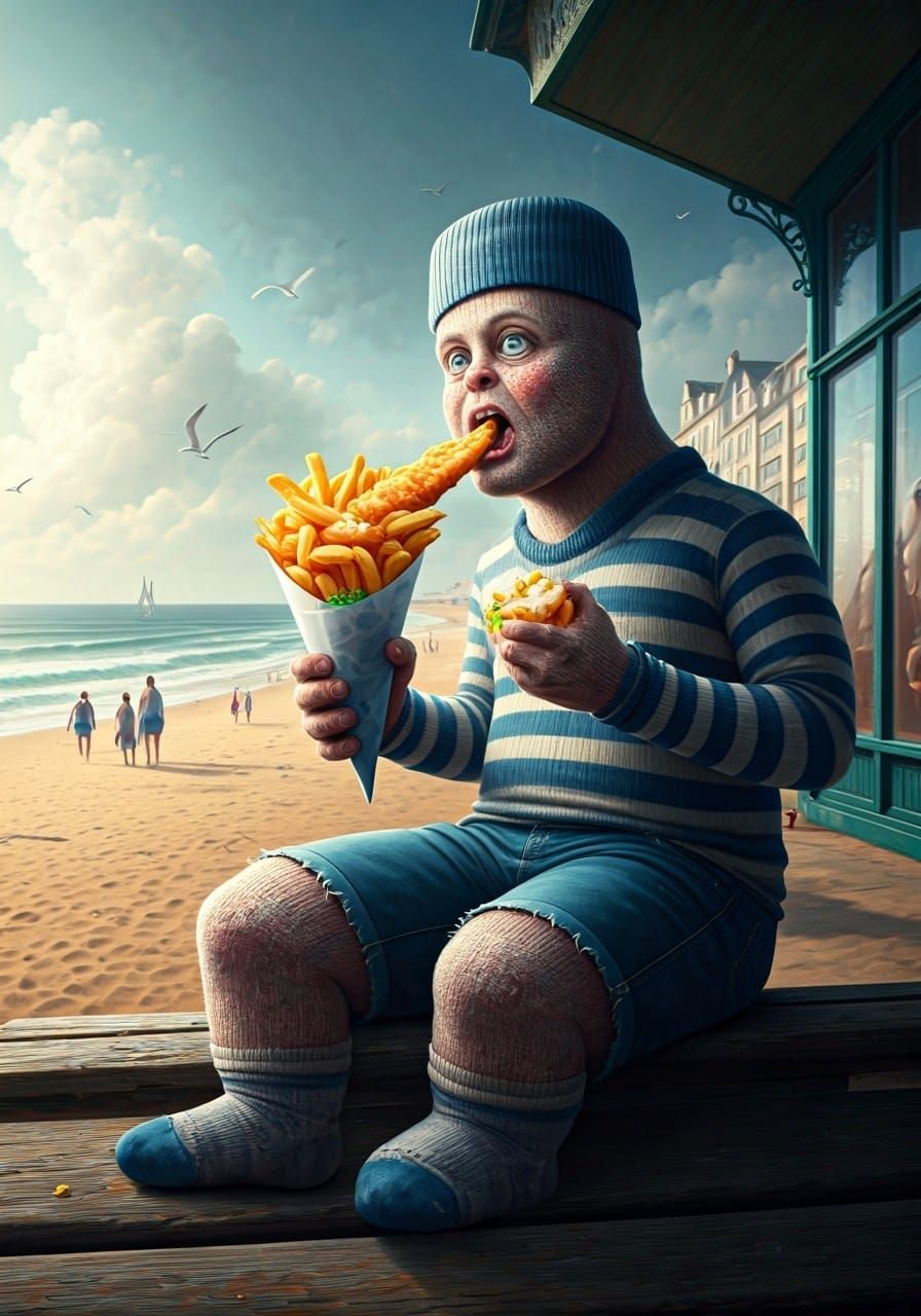 Tasty Seaside Snack Brings Joy to a Stripey Sock