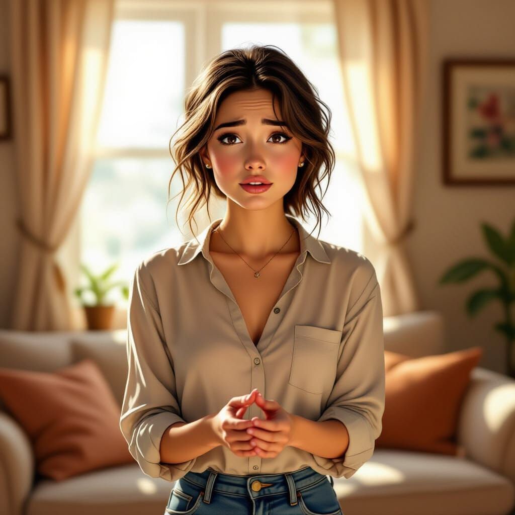 Emotional Young Woman in Cinematic Portrait Style