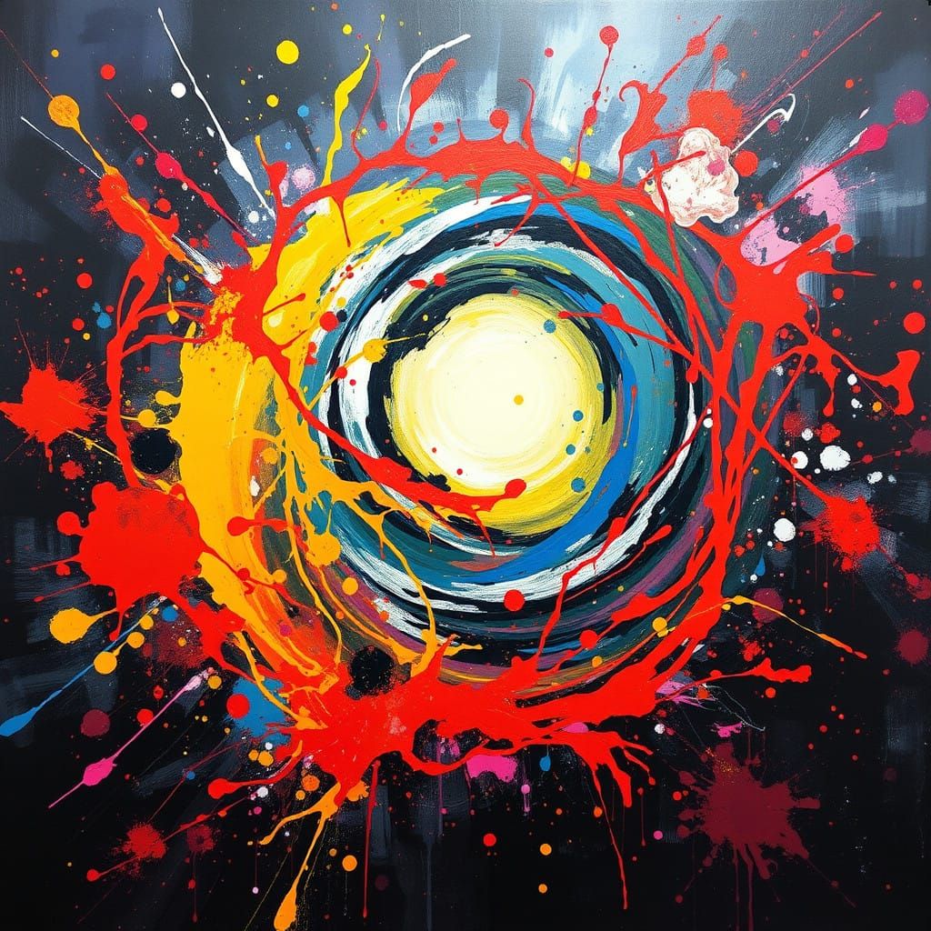 Abstract Expressionist Vortex in Bold, Vibrant Colors