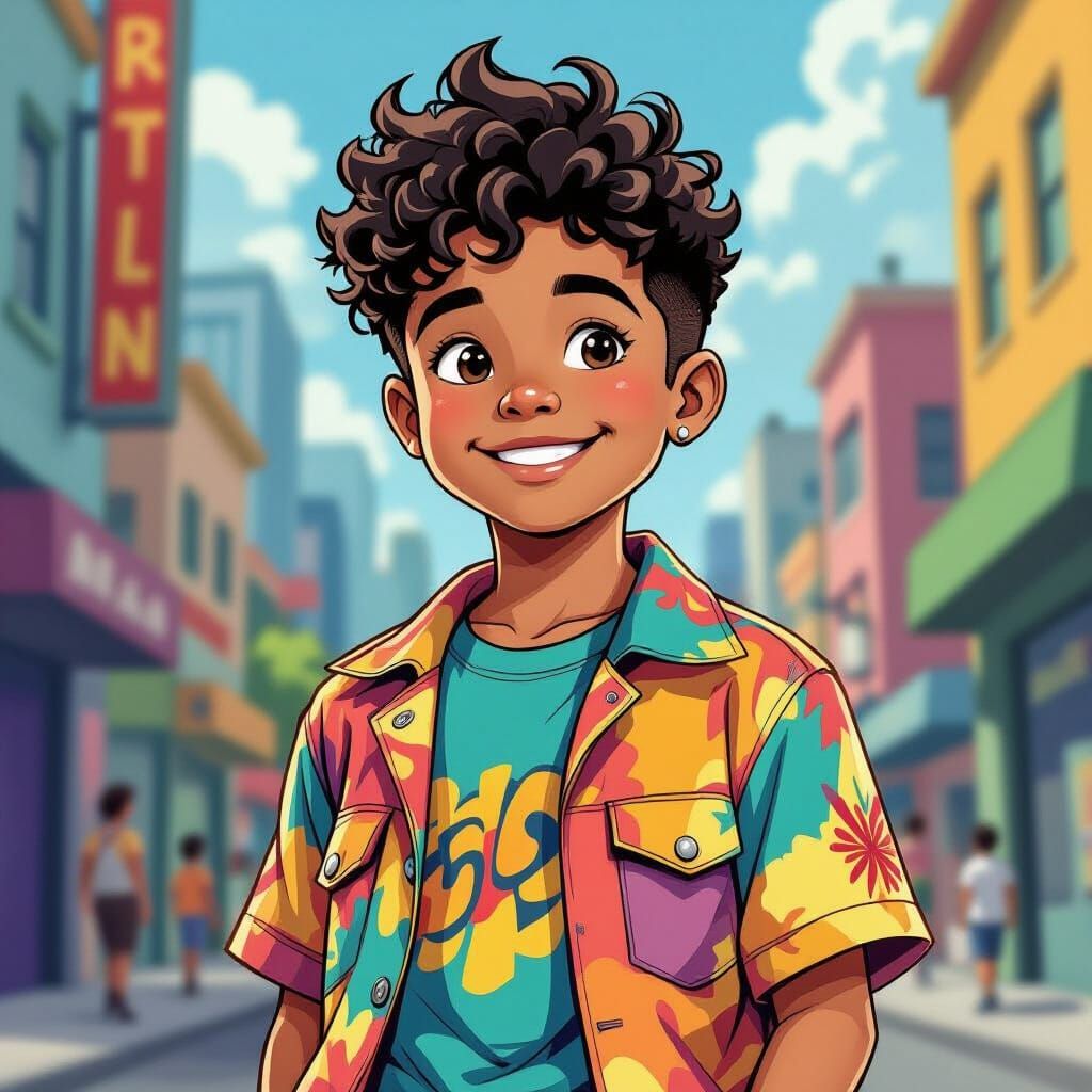 Puerto Rican Boy in Comic Book Style Art