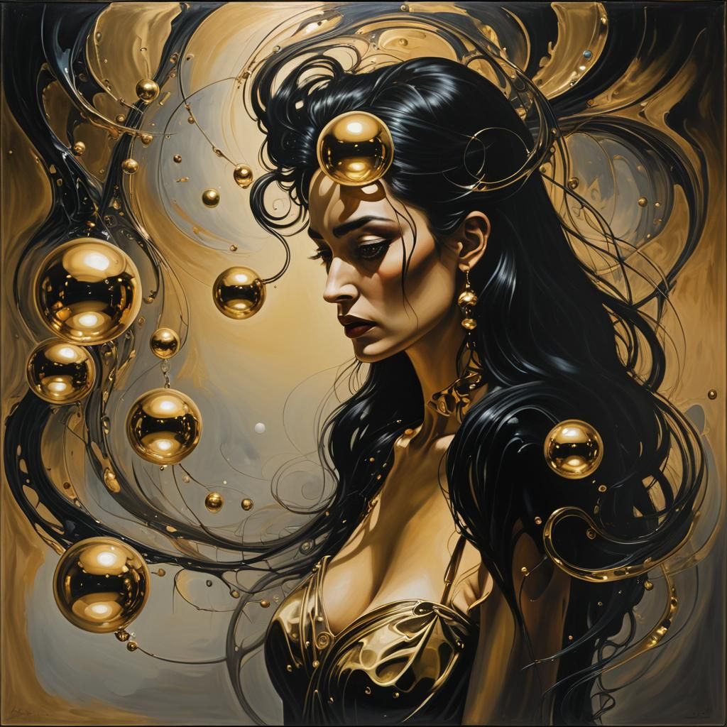 Surreal Metal Orbs in a Dimly Lit Dreamscape