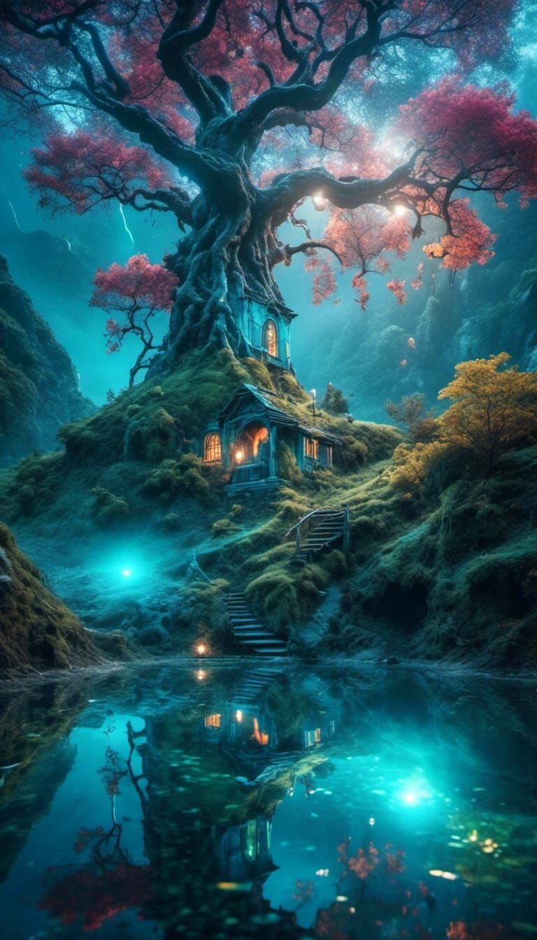 Mystical Bioluminescent Fantasy Forest Concept Art