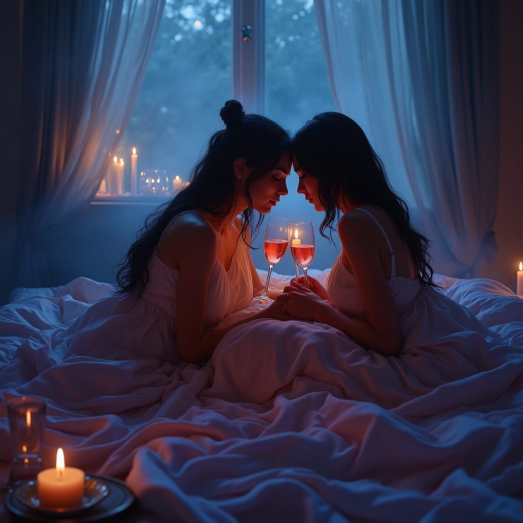 Romantic Homosexual Couple in a Dreamy, Ethereal Setting