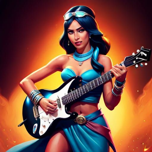 Princess Jasmine Rocks an Electric Guitar