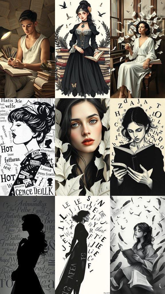 Lovers of Letters and Words in Monochrome Silhouettes