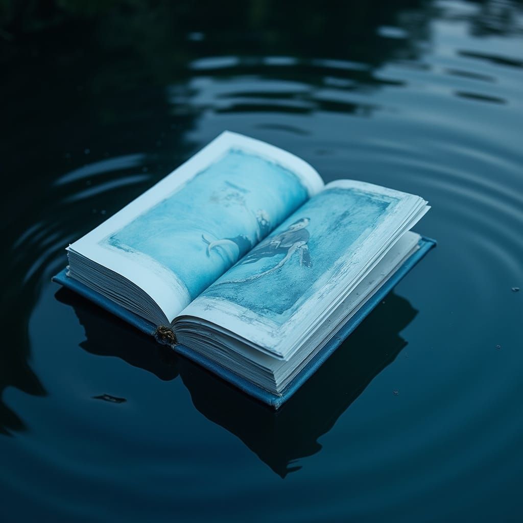 Water Photo Album Floating on Dark Pool