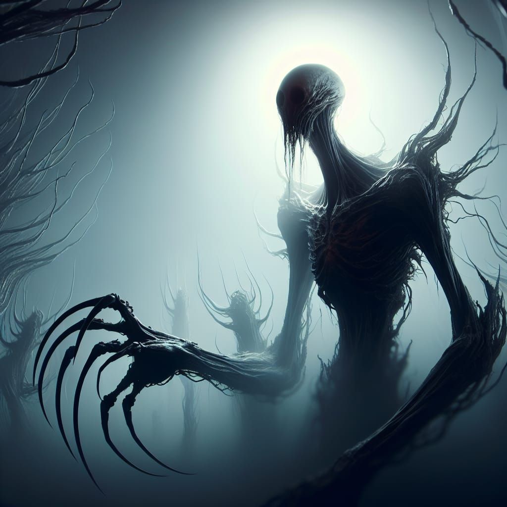 Ethereal Horror Figure Silhouetted by Moonlight