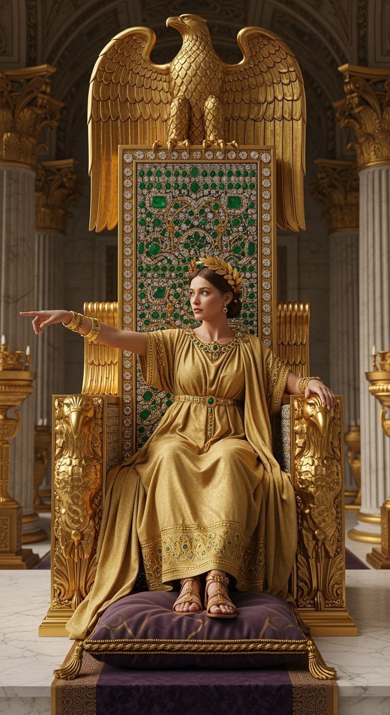 Roman Empress on Golden Throne, Photorealistic Style