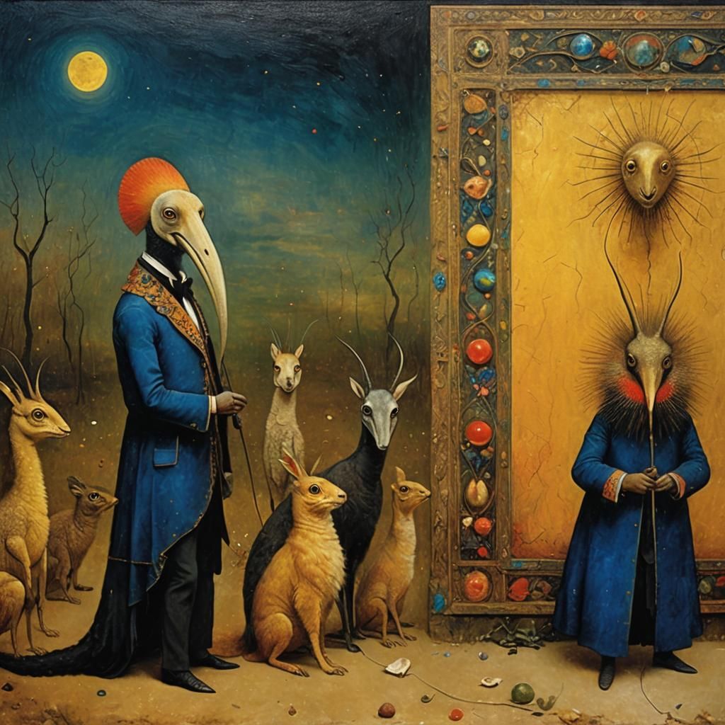 Surreal Animals in Symbolic Oil Painting Style