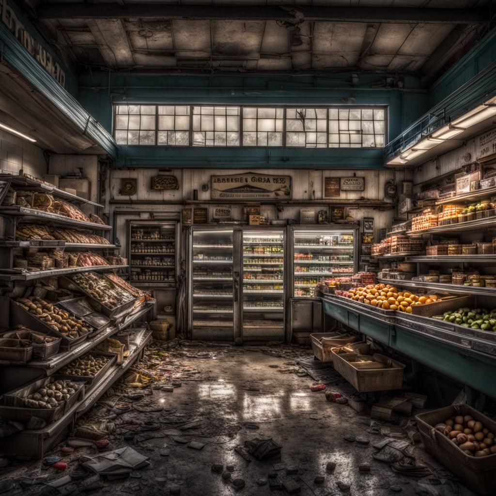 Hyperrealistic Abandoned Grocery Store in HDR