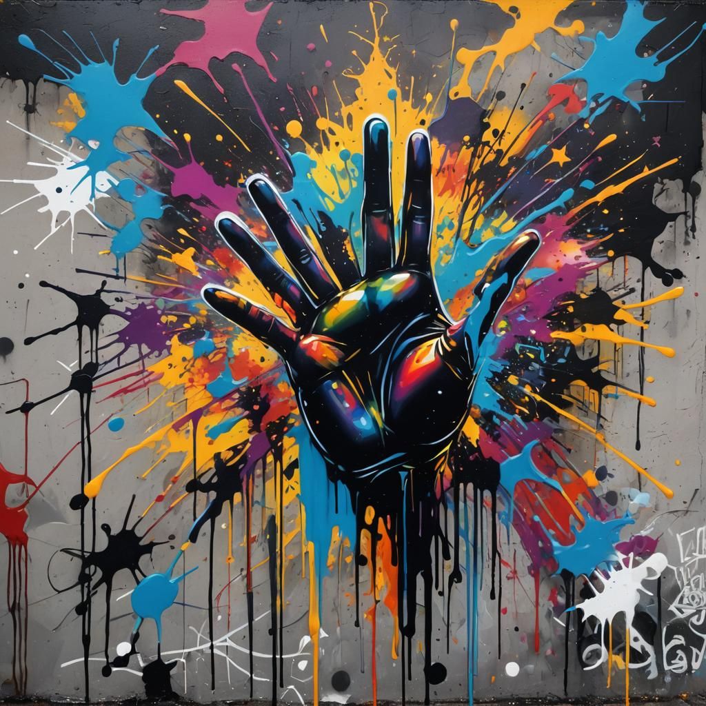 Colorful Graffiti Art with Polychromatic Splash Effect