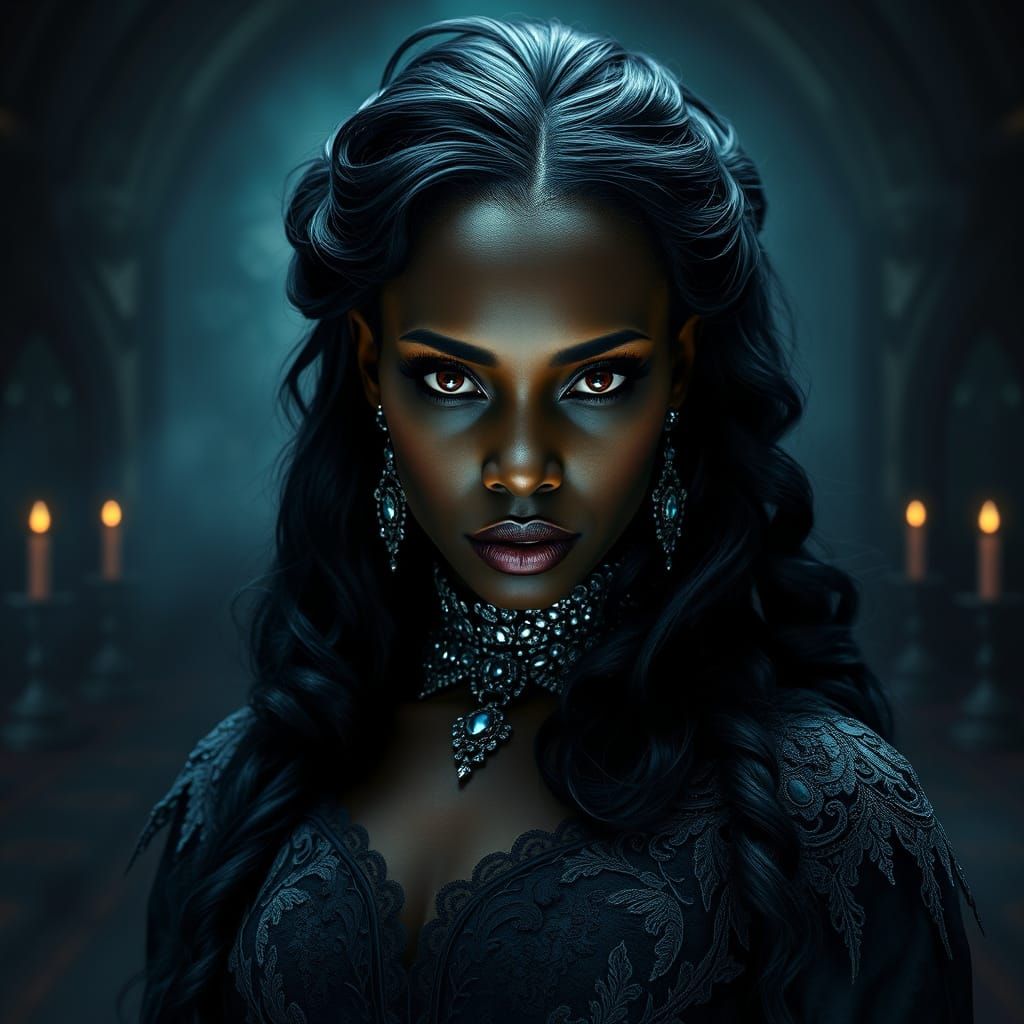 Ethereal Nigerian Vampire Countess in Victorian Attire with ...