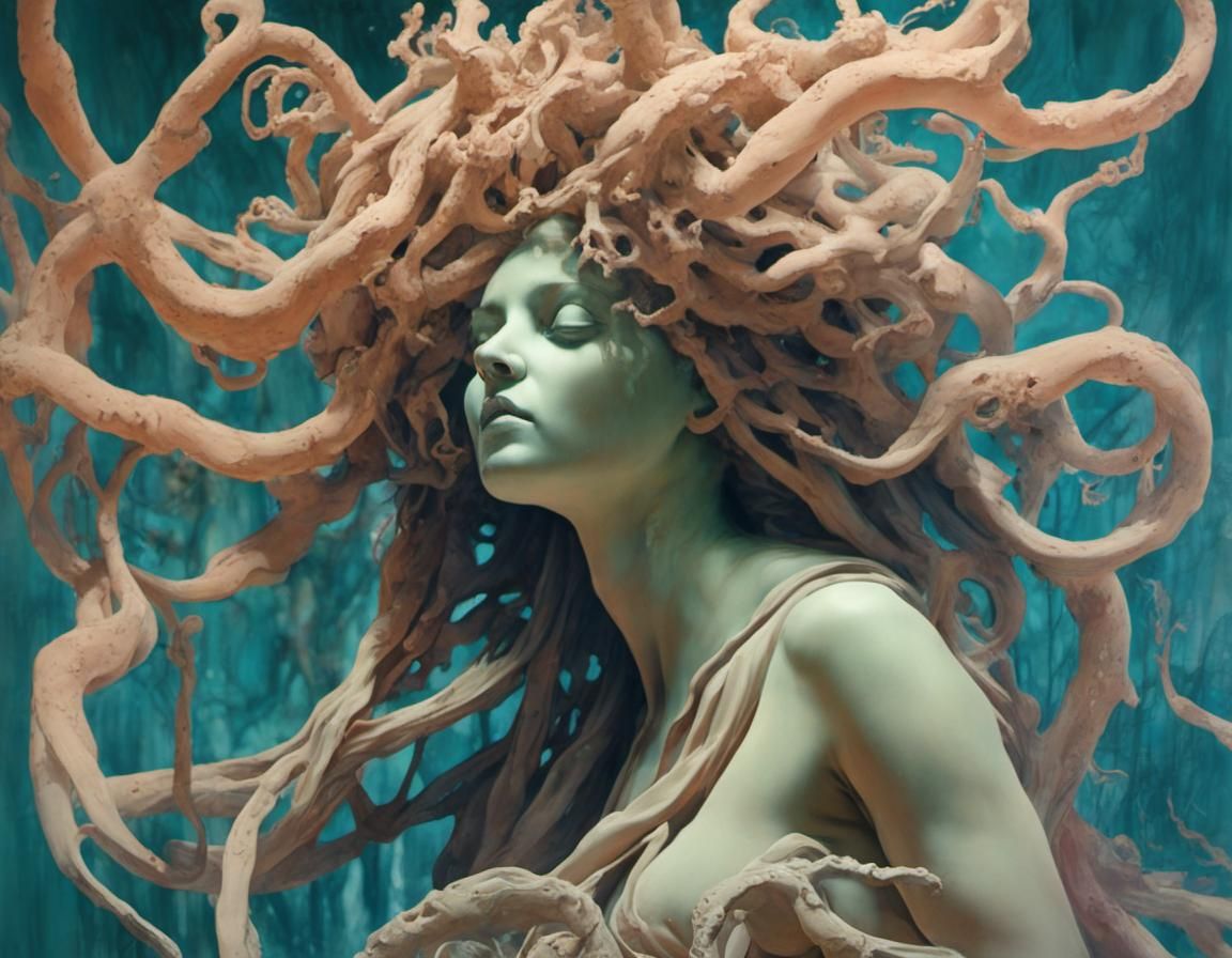 Bio Art Experiment with Medusa Goddesses