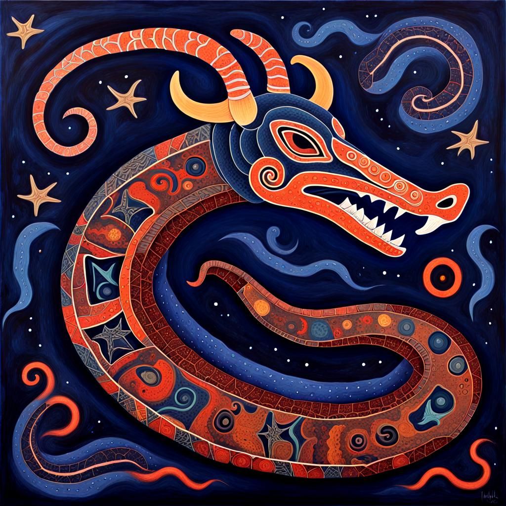 Avanyu Horned Serpent in Tewa Pueblo Style