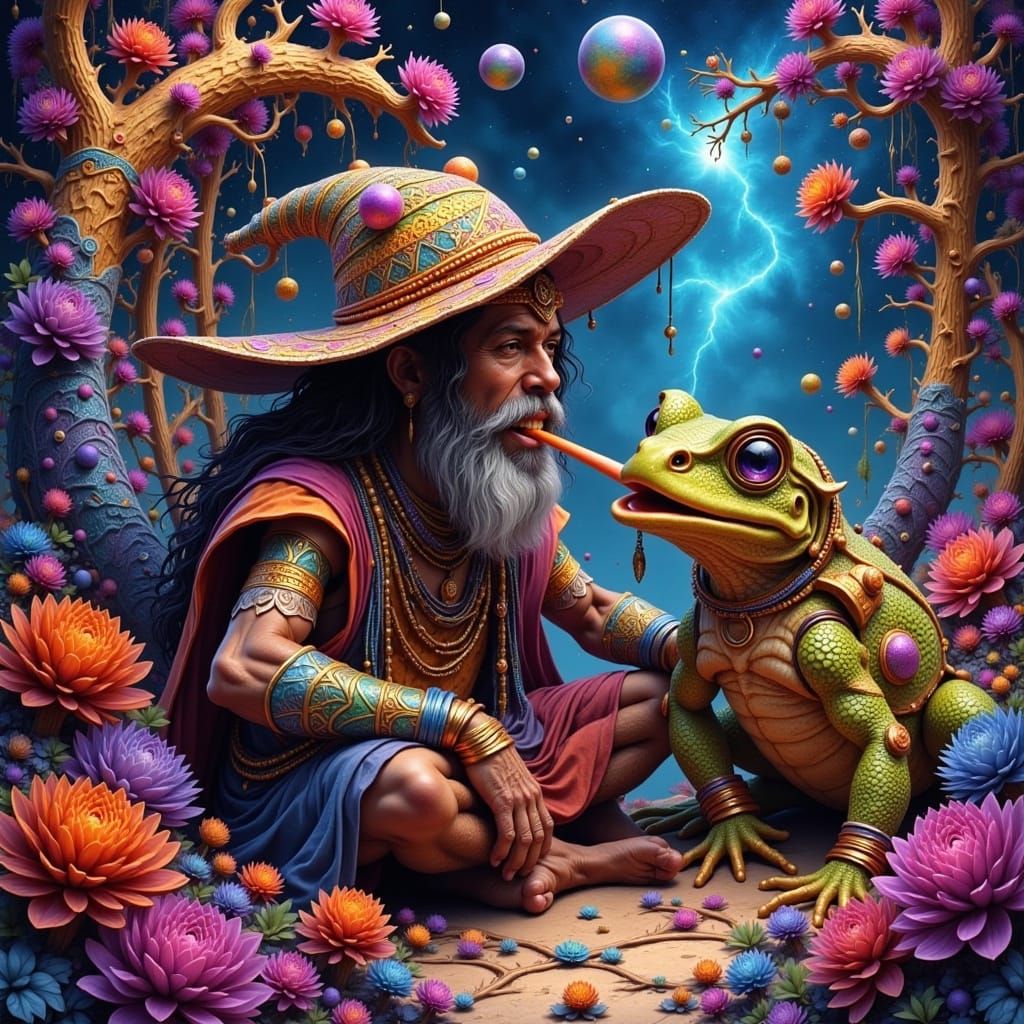 Psychedelic Shaman Licks Sonoran Toad in Fractal Universe