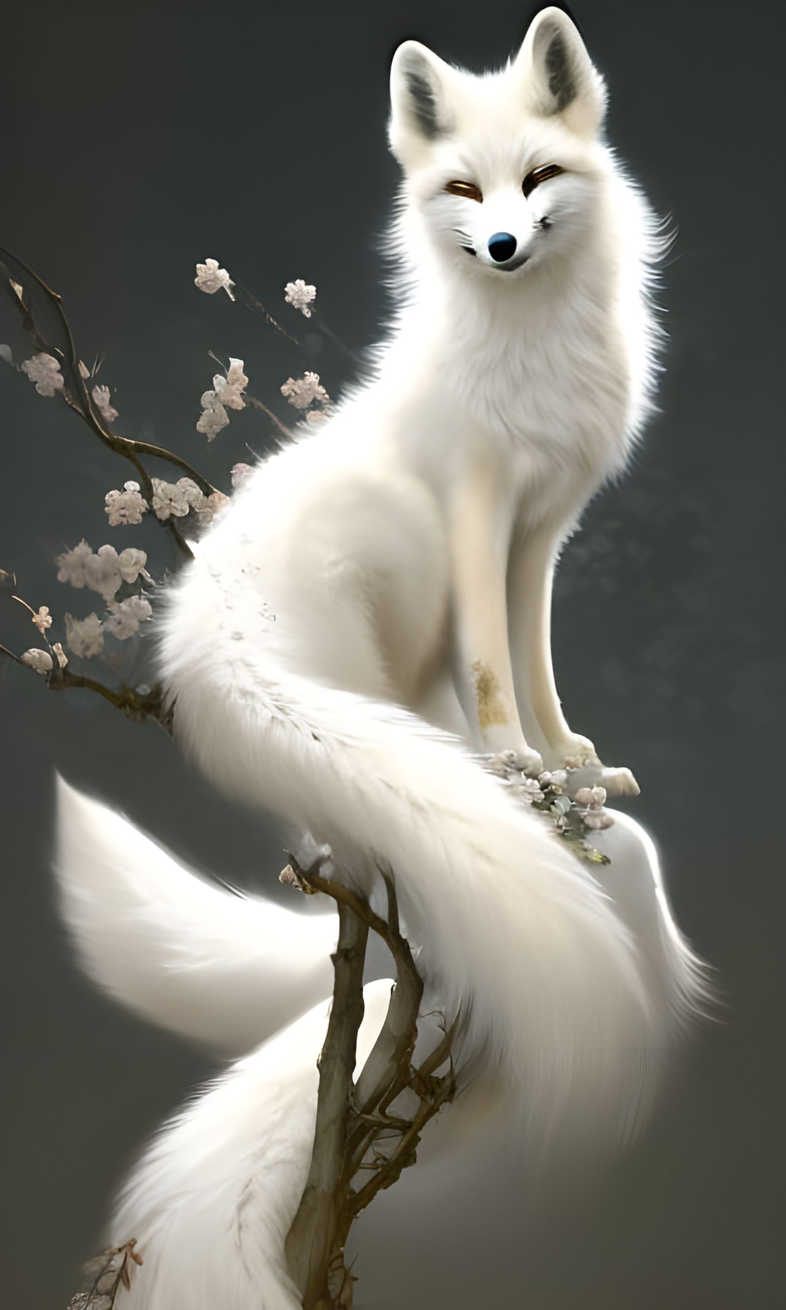 Elegant Kitsune in Kimono: Hyperdetailed Concept Art