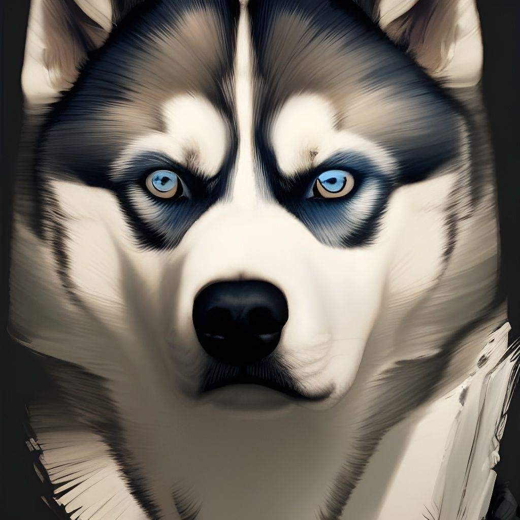 Hyperdetailed Siberian Husky Portrait in Art Nouveau Style