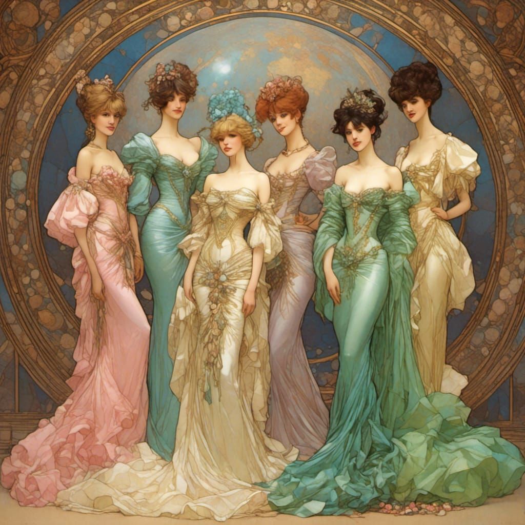 Duran Duran in Ball Gowns, Art Nouveau Style