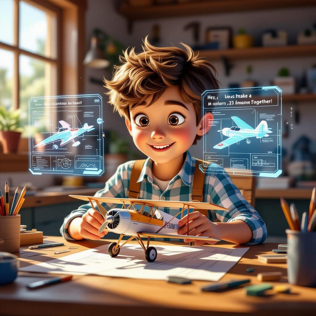 Young Inventor Crafts Airplane with AI Guidance