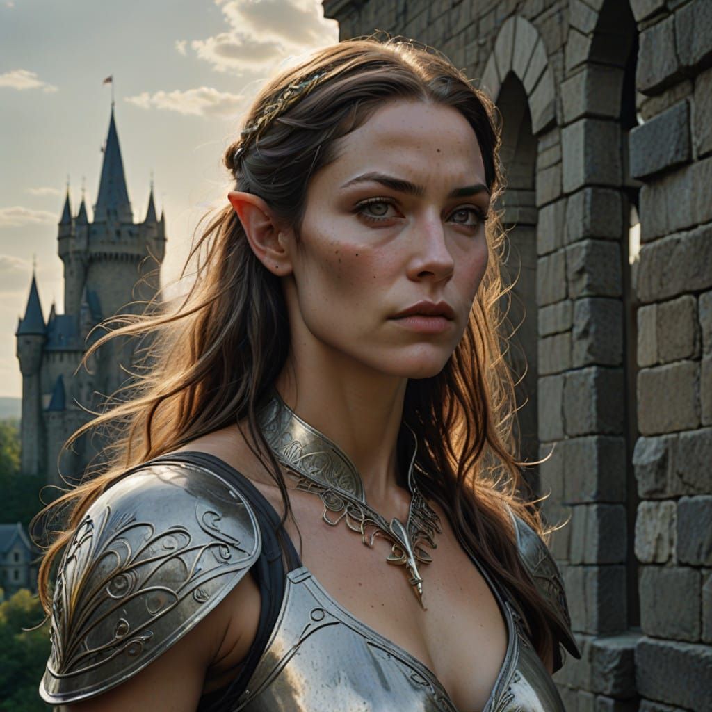 Gigantic Commander of Elven Archers in Hyper-Realistic Photo...