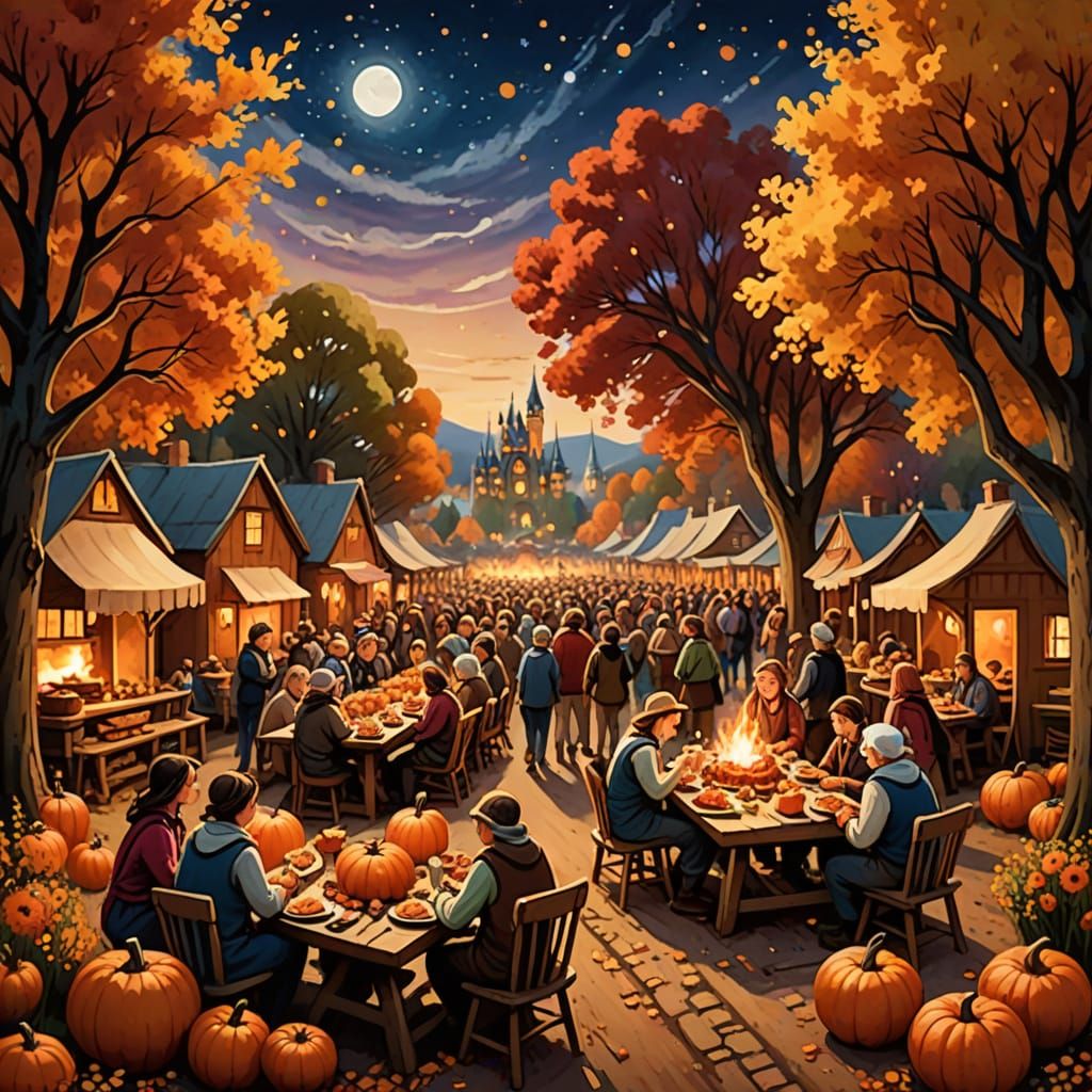 A bountiful harvest festival is in full swing, with villager...