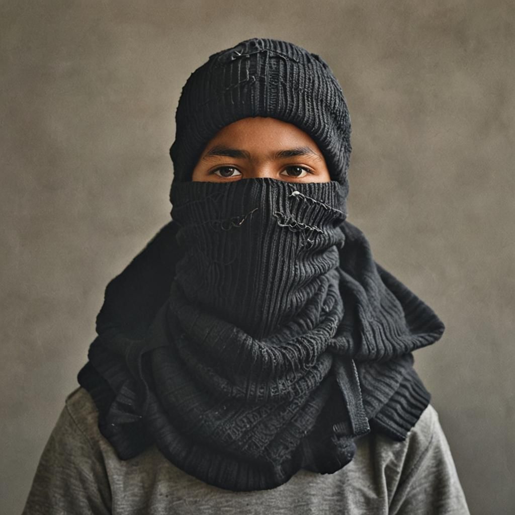 Boy in Balaclava: Professional Studio Portrait