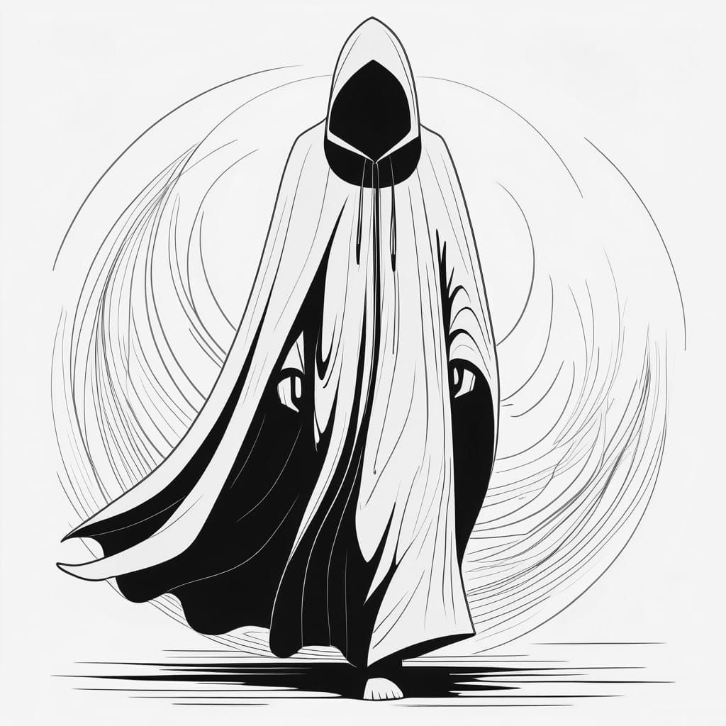 Ethereal Ghost in Minimalist Ink Drawing