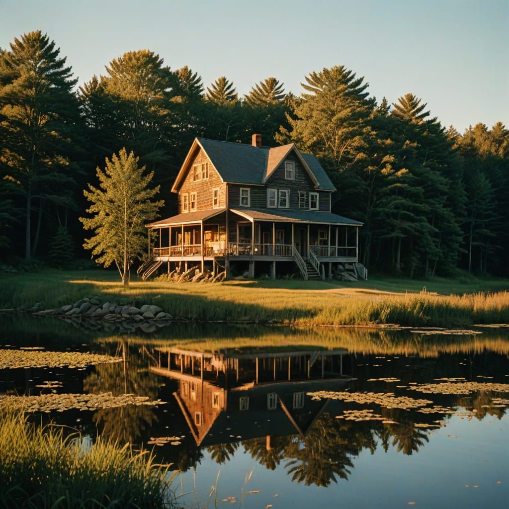Molasses Pond House: Retro Photograph in Maine