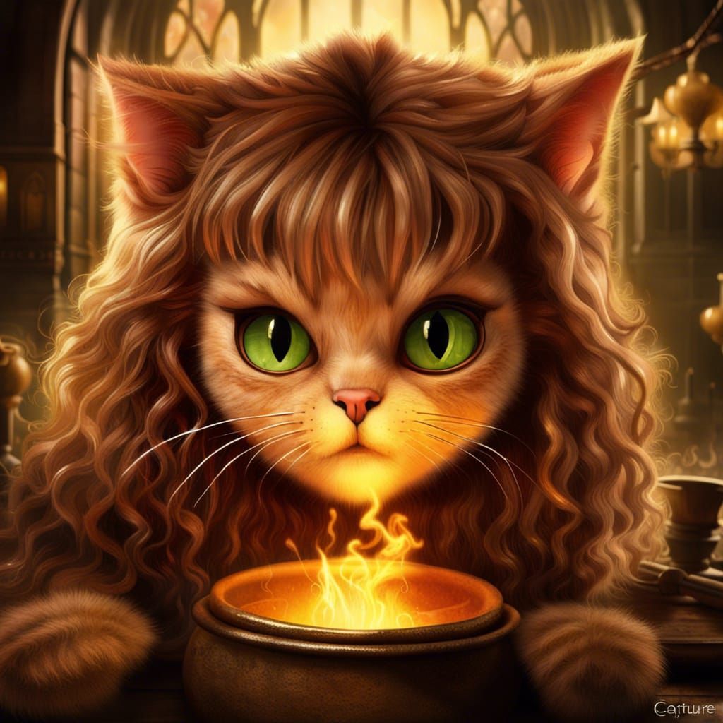 Hermione Granger as a Cat: Hyperrealistic Concept Art