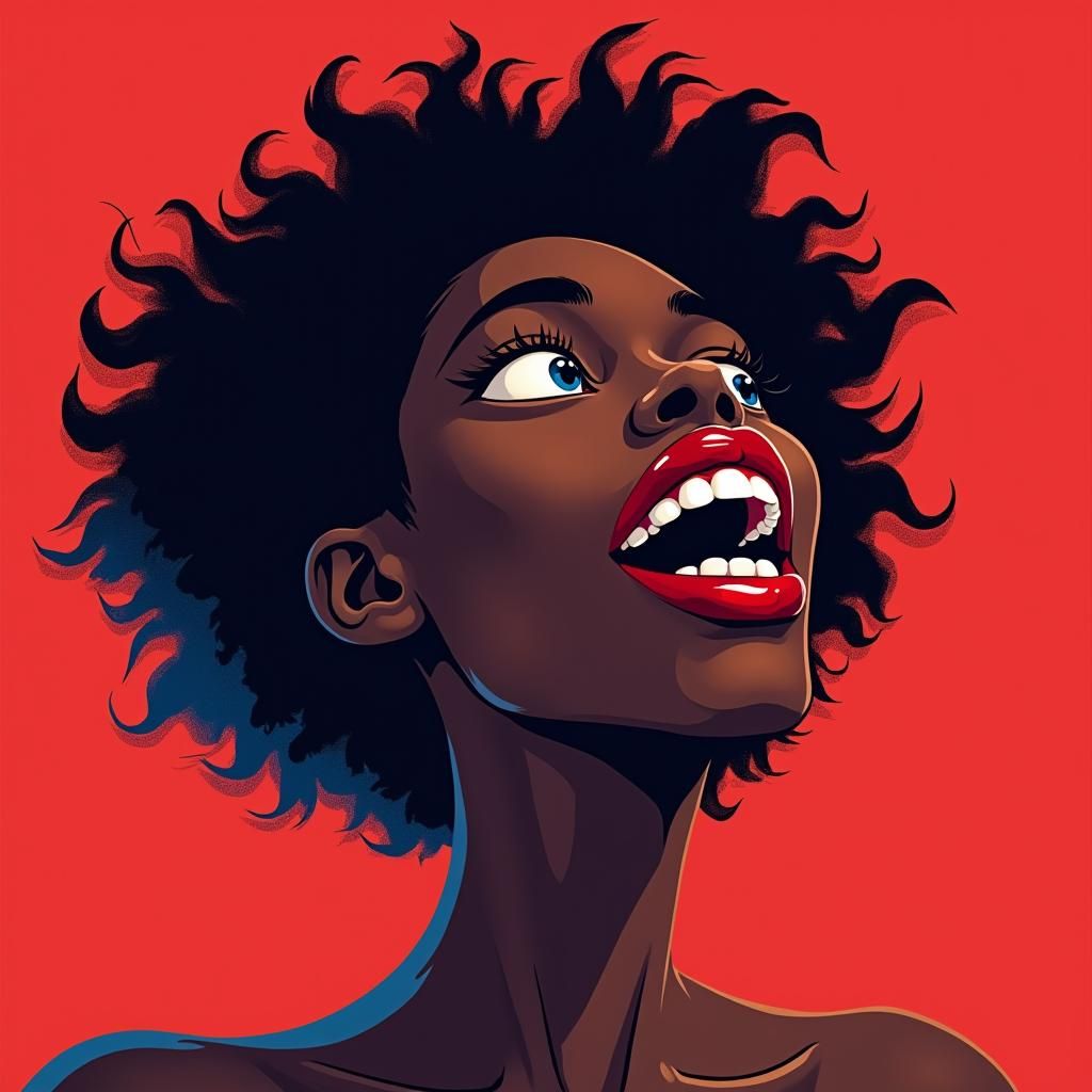 Beautiful Black Woman in Roto-Style 2D Animation