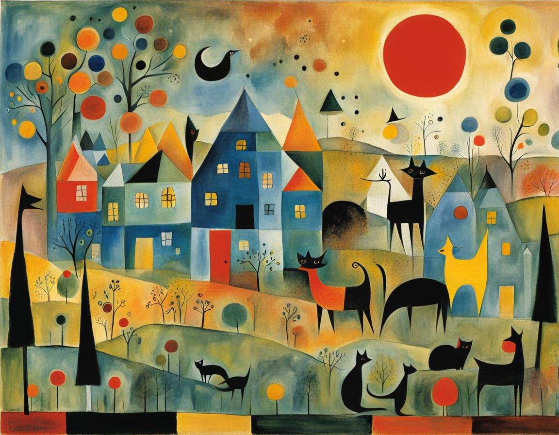 Abstract Expressionist Painting in the Style of Paul Klee