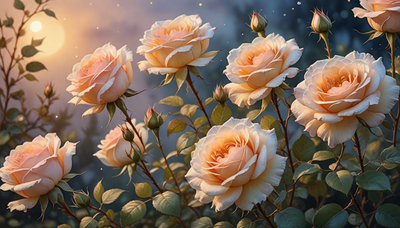 Romantic Watercolor Roses in Soft Focus