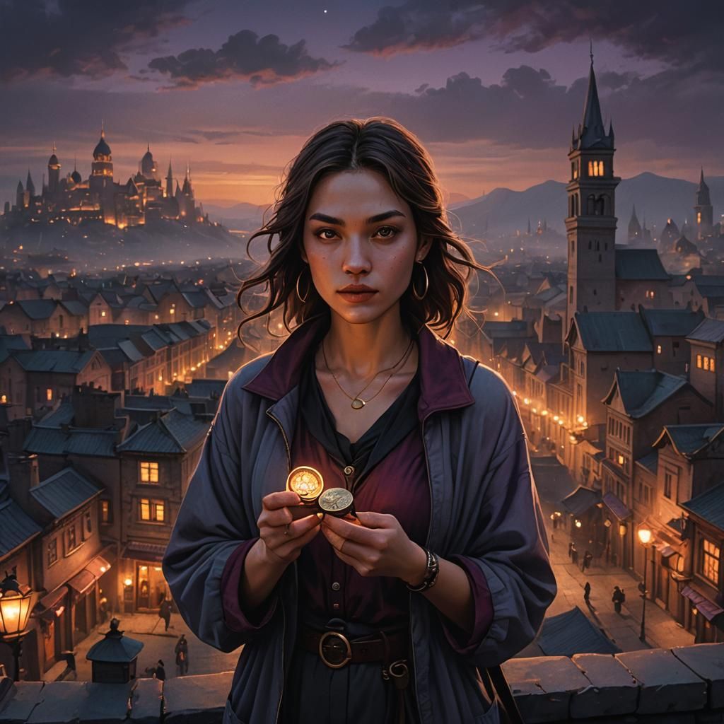 Zara Rivin in Dark Cityscape: Matte Painting