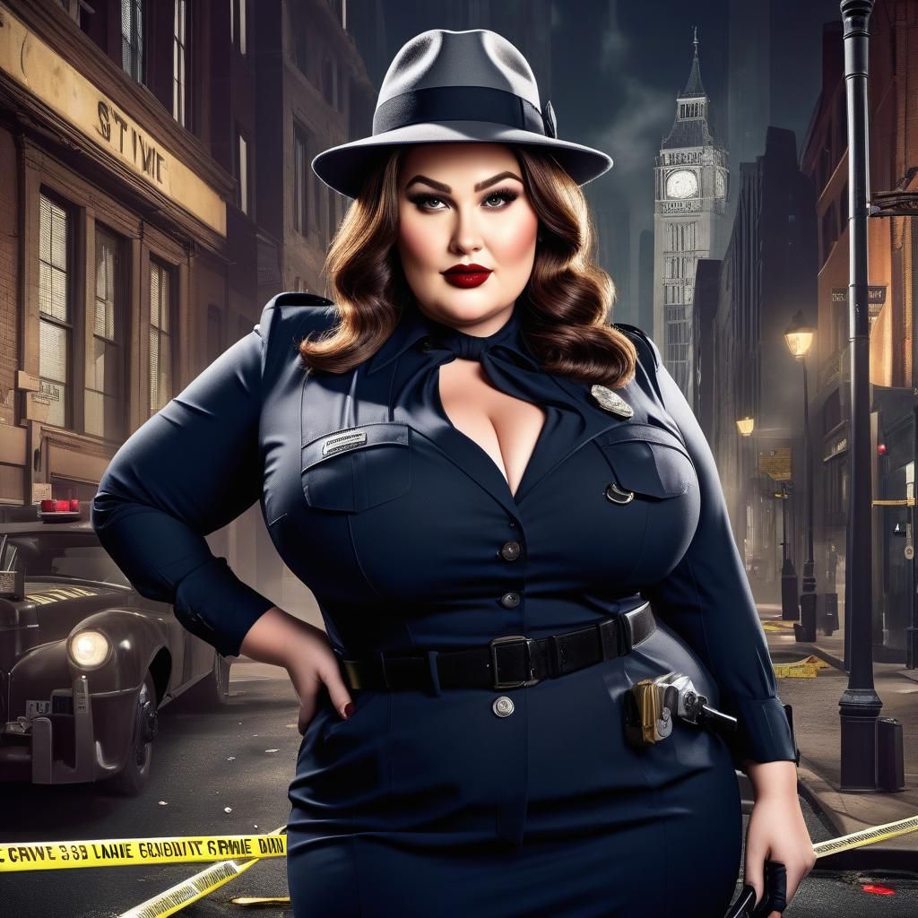 Plus Size Detective Investigating Crime Scene