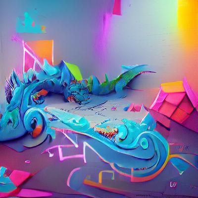 Neon Dragon's Cardboard Shark Feast: Fantasy Concept Art