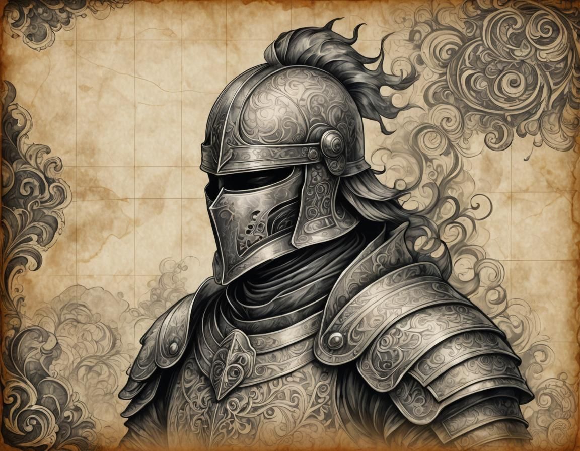 Smokey Knight on Parchment: Vintage Fantasy Art