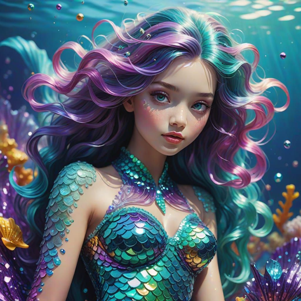 Surreal Mermaid in Iridescent Shimmer