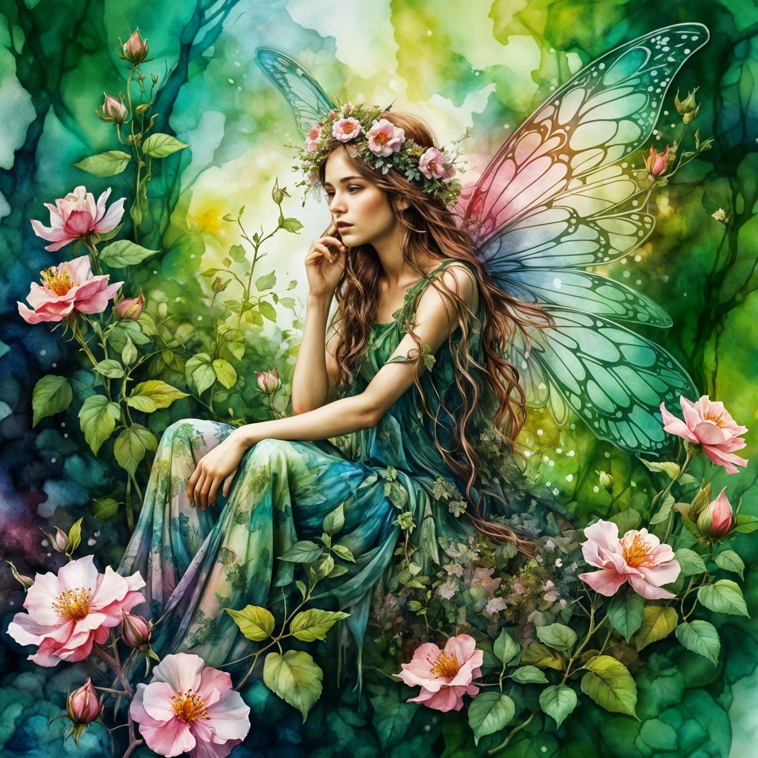 Fairy in Rose: Digital Double Exposure Fantasy