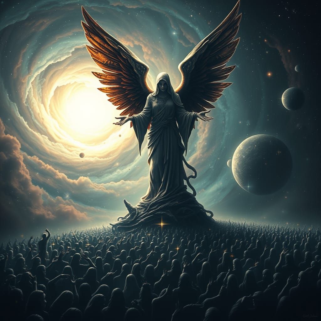 Angel of Serenity Nebula, in Macabre Surrealism Style