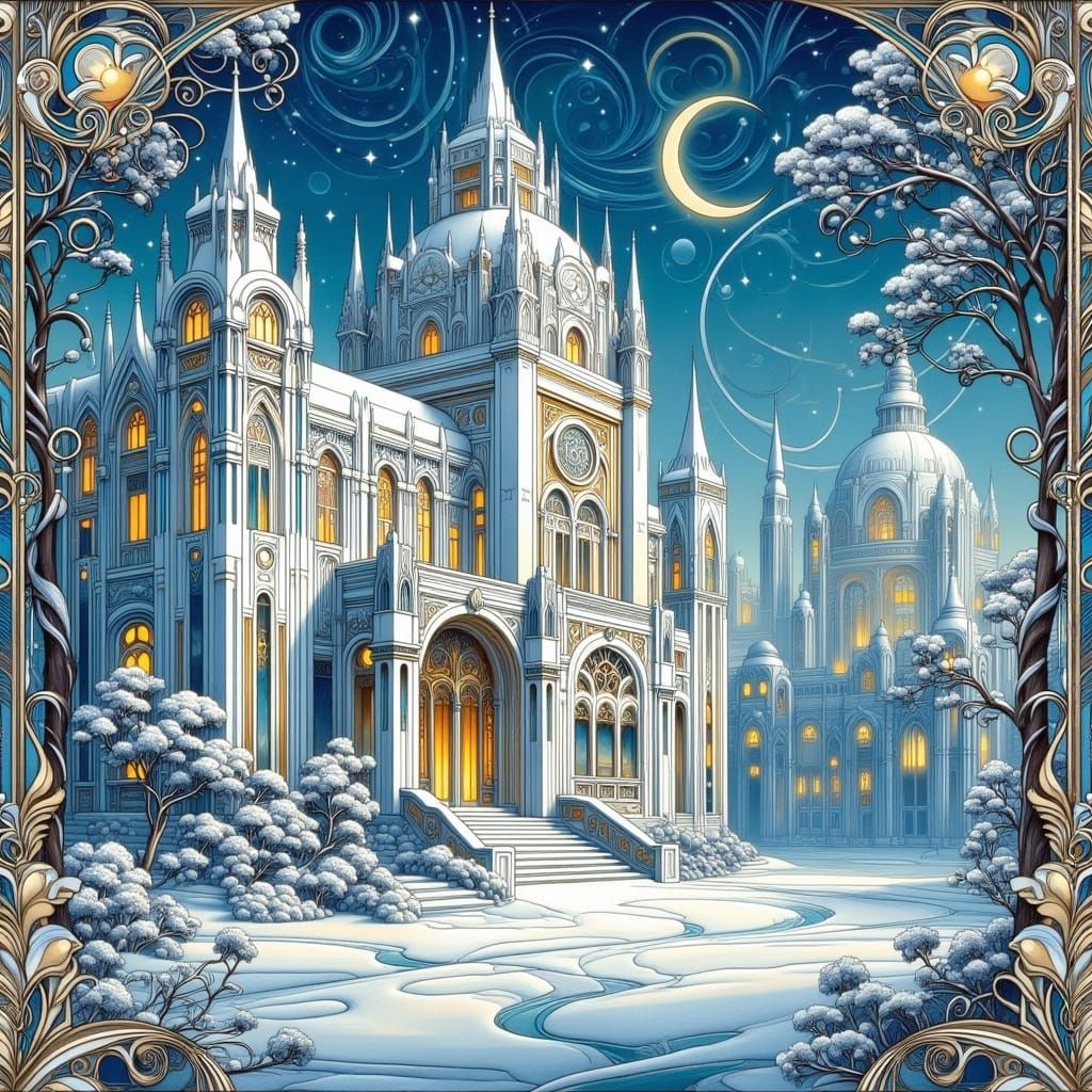 <lora:Art deco nouveau 2:1.0> a beautiful Christmas scene in...