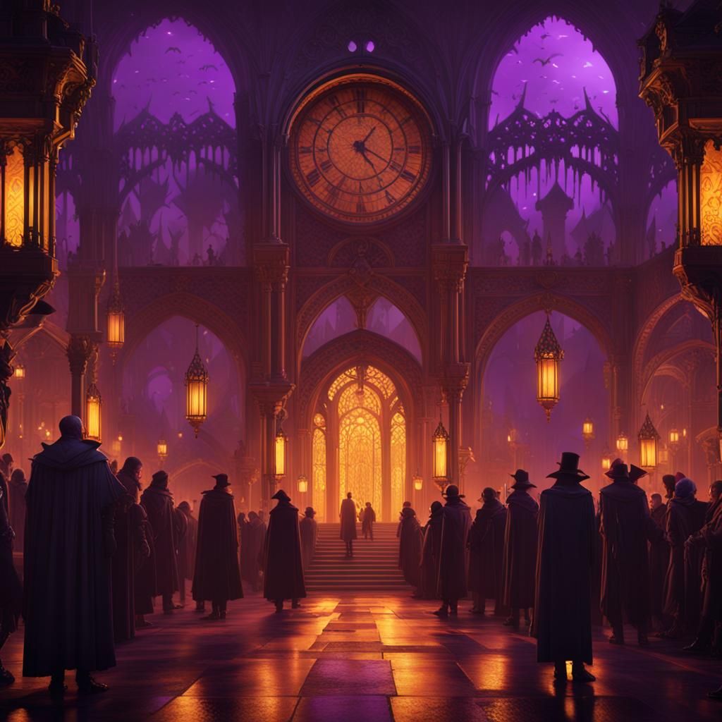 Art Deco Vampire Crowd in Dark Fantasy Style