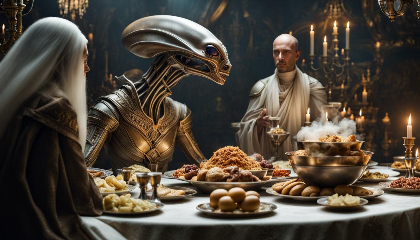 Bizarre Creatures Feast in Dreamlike Restaurant