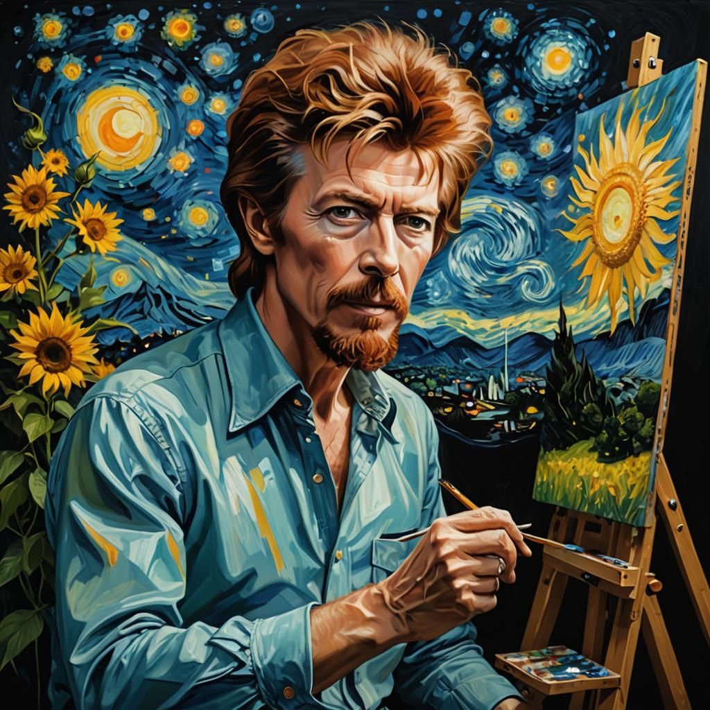 David Bowie Portrait in Van Gogh Style