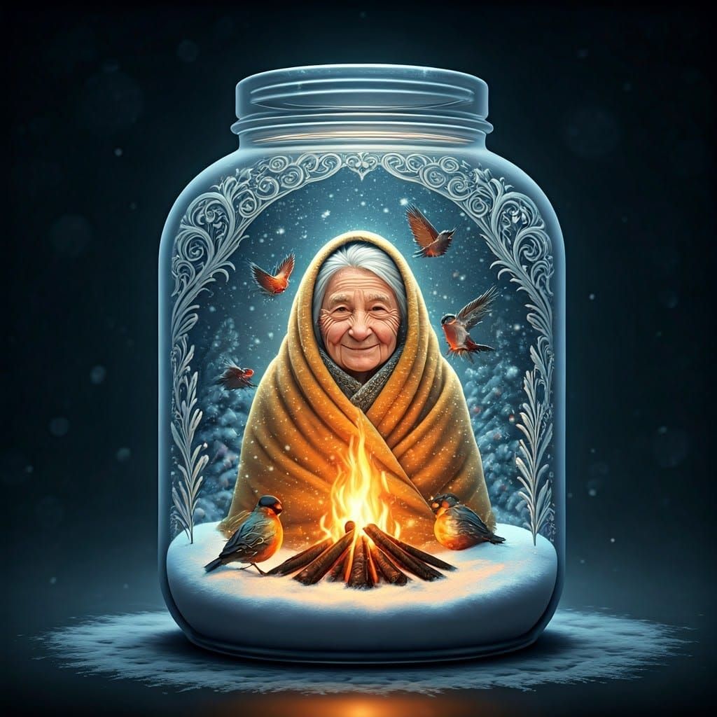 Elegant Winter Scene in a Luxurious Glass Jar