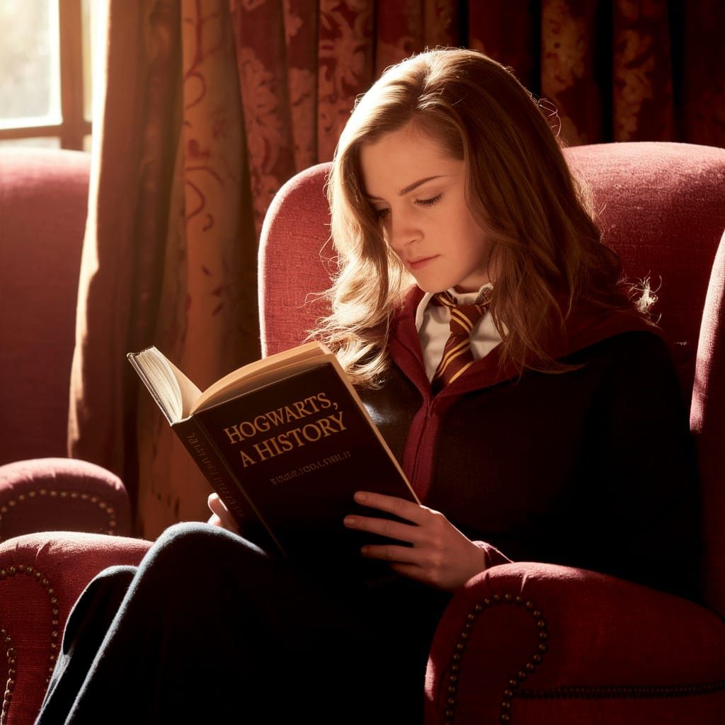 Hermione in Gryffindor Common Room Study