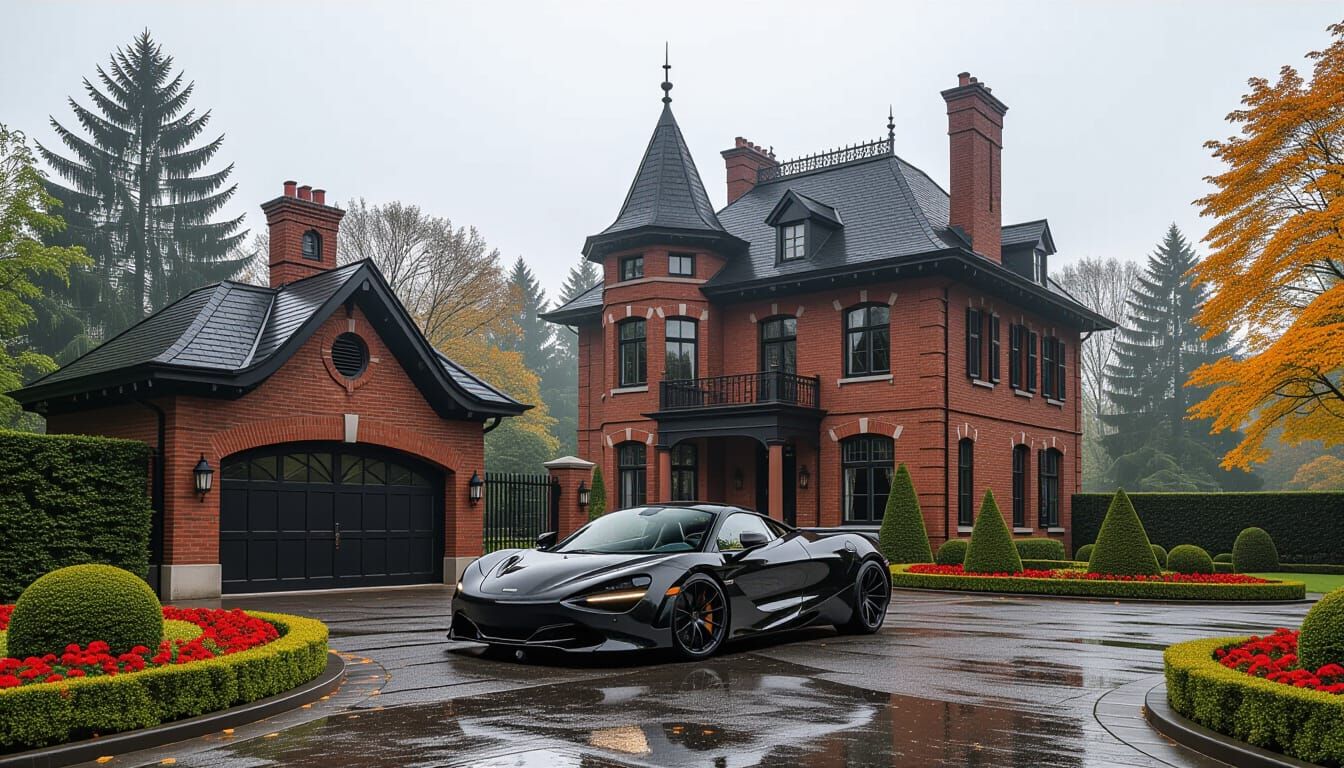 Victorian Chateau with McLaren in Misty Season
