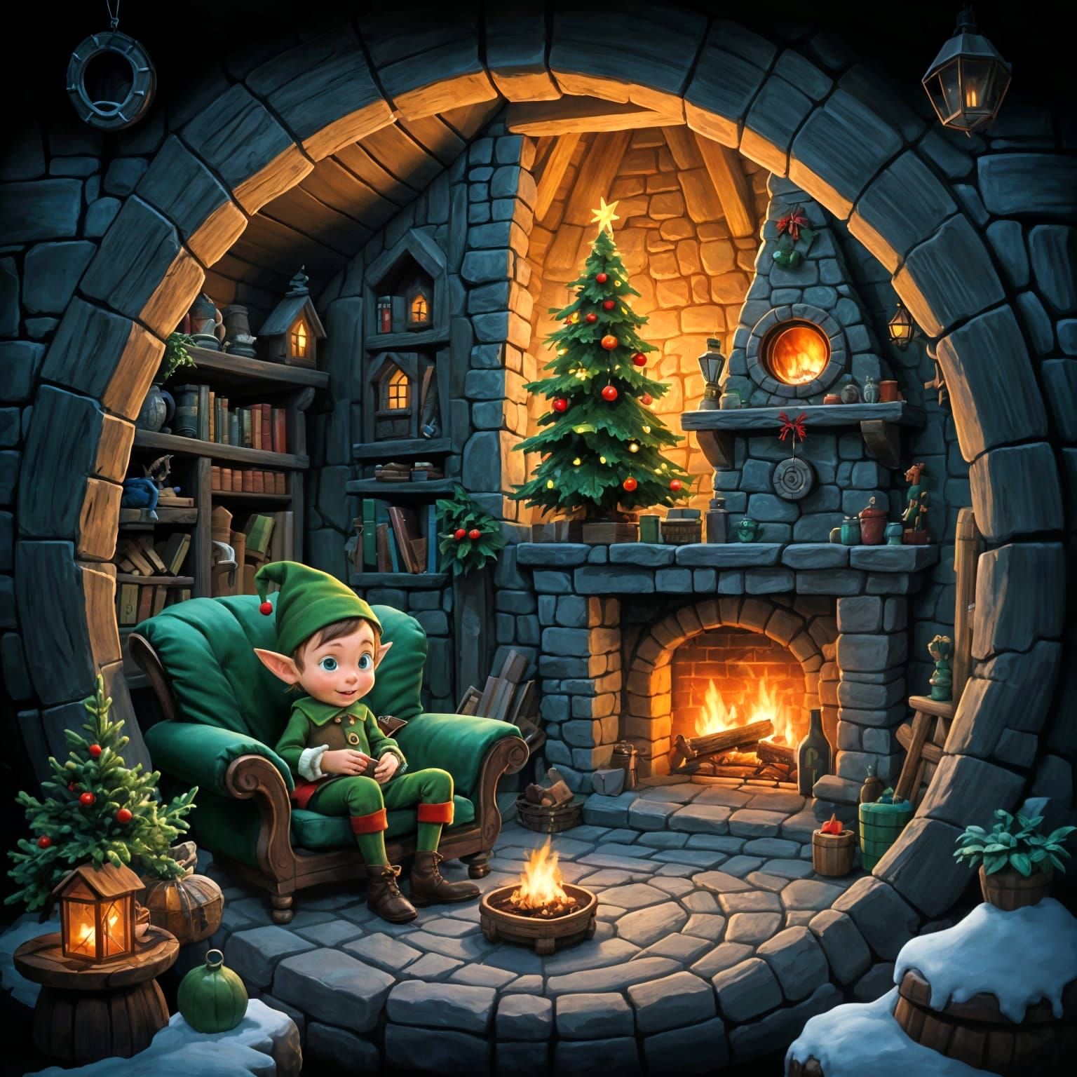 Elf relaxing at home