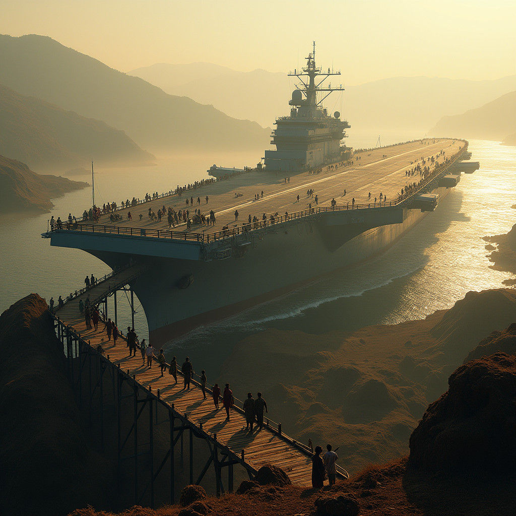 African Village Marketplace on a Grounded Aircraft Carrier