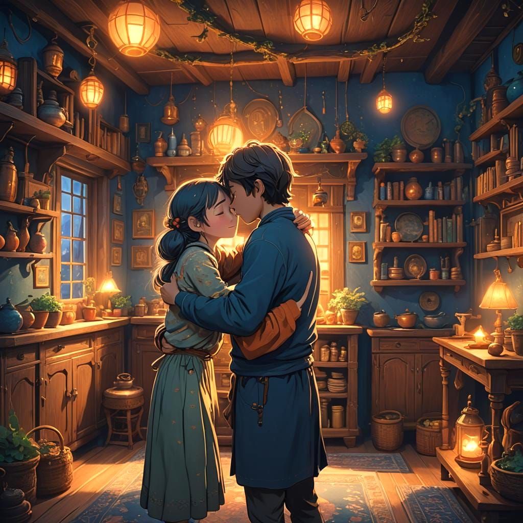 Cool Home Tight Hug in Detailed Matte Painting